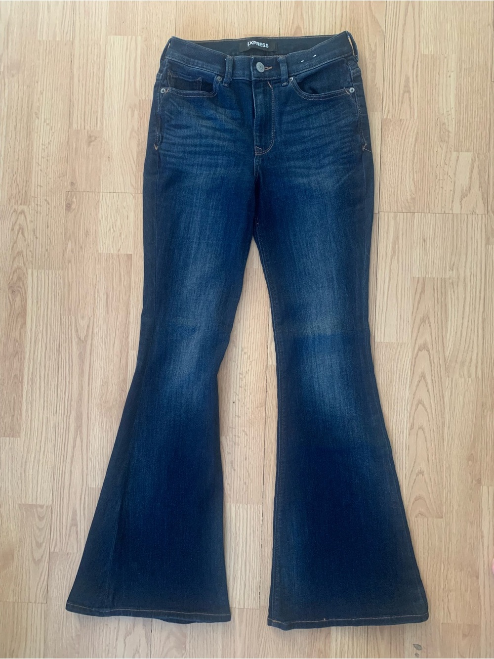 Lee Womens Vintage Modern High Rise Flare Jeans 26 Dark Wash Blue Stretch Denim